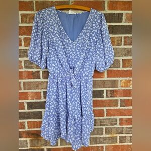 Sienna Sky Women's lined floral mini dress with elastic waist,size S blue